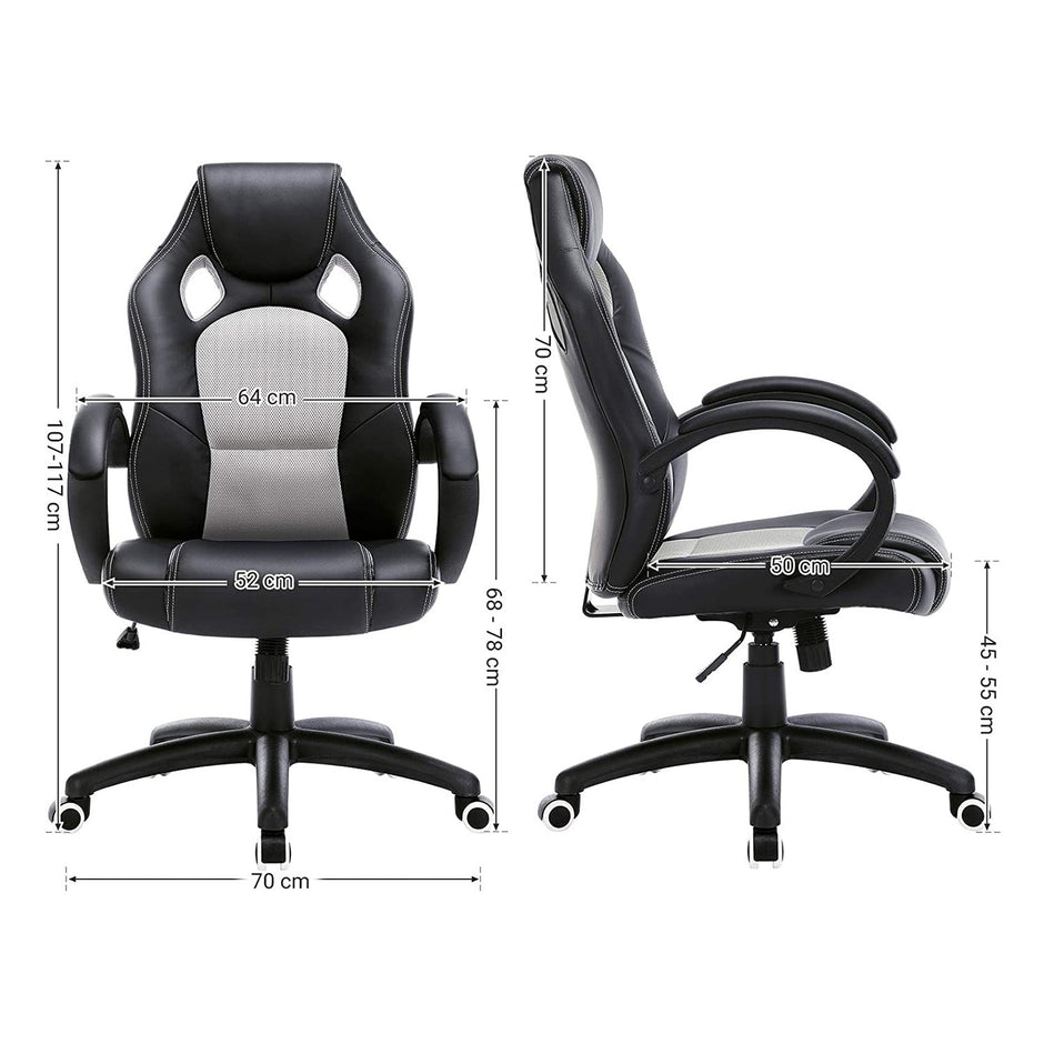Swivel Computer Chair – PU – Blue – 360-Degree Tilt Function