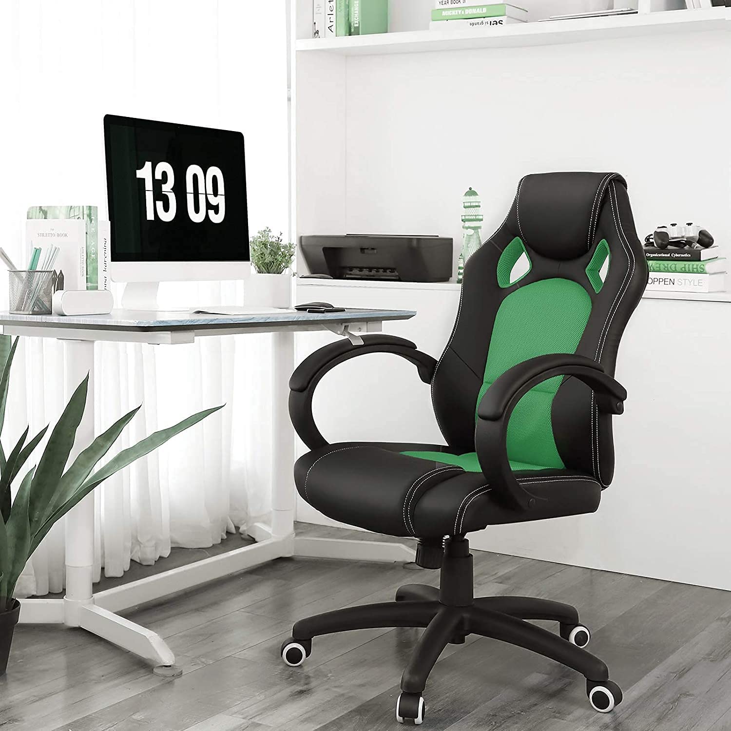 Swivel Computer Chair – PU – Blue – 360-Degree Tilt Function