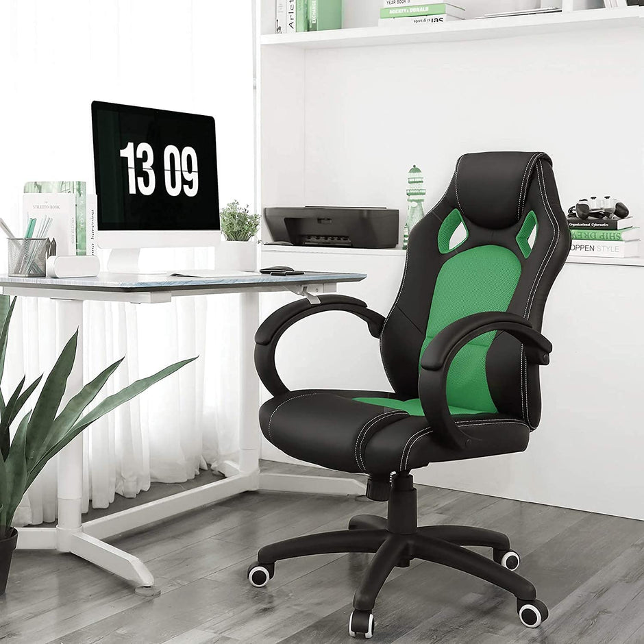 Swivel Computer Chair – PU – Blue – 360-Degree Tilt Function