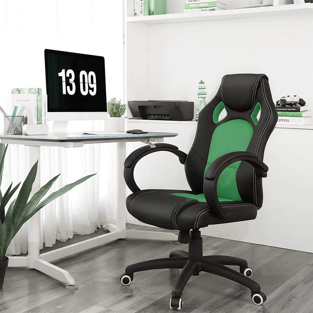 Swivel Computer Chair – PU – Blue – 360-Degree Tilt Function