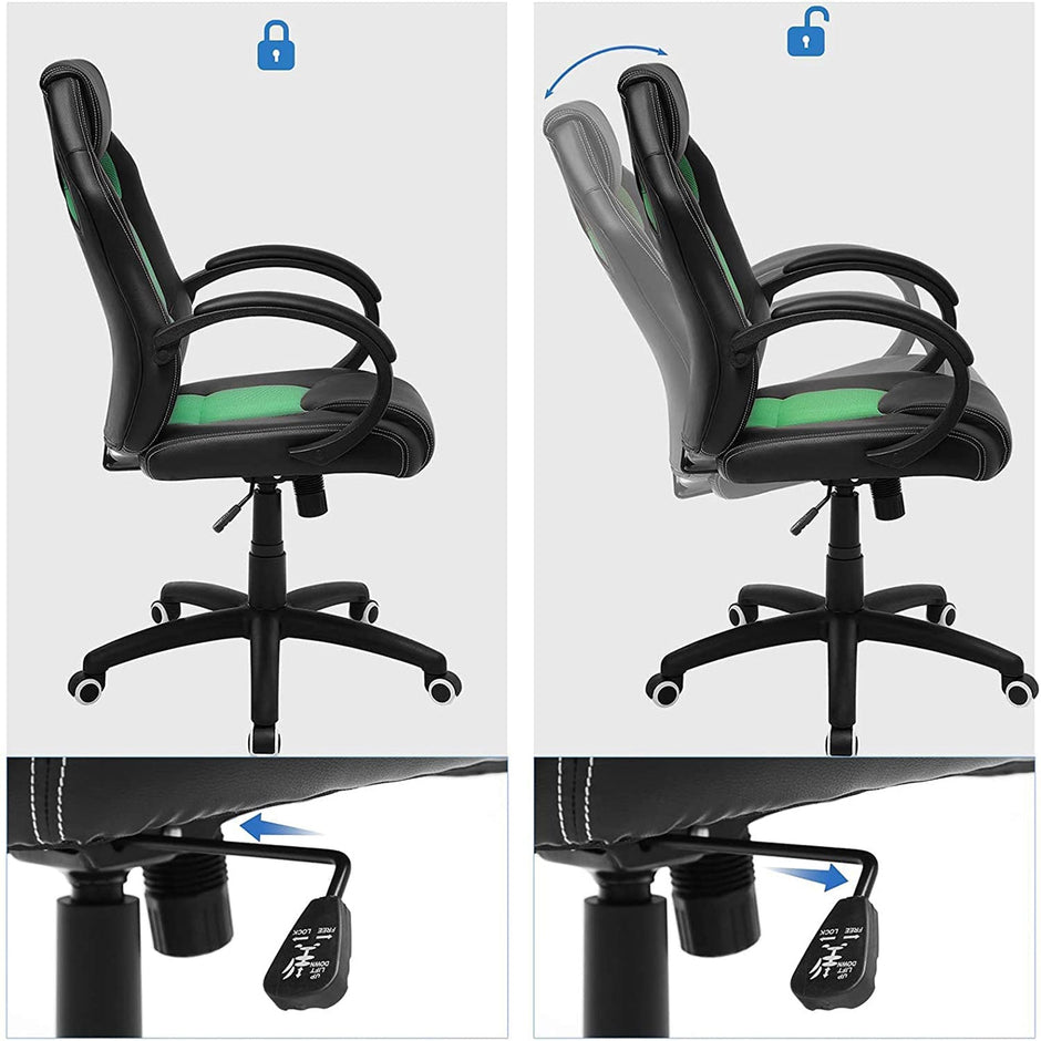 Swivel Computer Chair – PU – Blue – 360-Degree Tilt Function