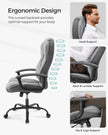 Swivel Office Chair – PU Leather – Dove Grey and Ink Black – High Back with Armrests and Tilt Function
