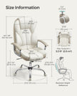 Office Chair – PU – Cream White and Camel Brown – High Back, Large Seat, Tilt Function