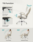 Office Chair – PU – Cream White and Camel Brown – High Back, Large Seat, Tilt Function