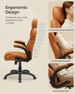 Ergonomic Gaming Chair – PU Leather – Caramel Brown – Height Adjustable with Tilt Function and Flip-Up Armrests