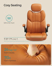 Ergonomic Gaming Chair – PU Leather – Caramel Brown – Height Adjustable with Tilt Function and Flip-Up Armrests