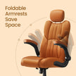Ergonomic Gaming Chair – PU – Brown – Adjustable Headrest, Foldable Armrests, Swivel Tilt Function