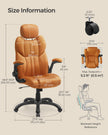 Ergonomic Gaming Chair – PU Leather – Caramel Brown – Height Adjustable with Tilt Function and Flip-Up Armrests