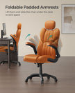 Ergonomic Gaming Chair – PU Leather – Caramel Brown – Height Adjustable with Tilt Function and Flip-Up Armrests