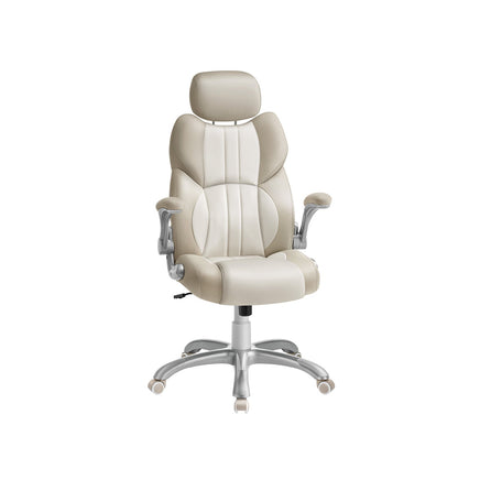 Ergonomic Gaming Chair – PU – Cream White – Height Adjustable with Tilt Function