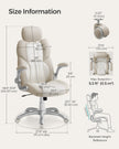 Ergonomic Gaming Chair – PU – Cream White – Height Adjustable with Tilt Function
