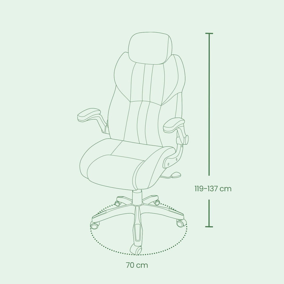 Gaming Chair – PU – White – Ergonomic Design with Adjustable Headrest and Foldable Armrests
