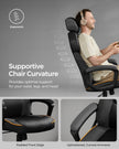 Office Chair – PU and Cotton-Linen – Classic Black – Height Adjustable, Adjustable Headrest, Padded Armrests, Tilt Function, Load Capacity 150 kg