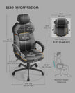 Office Chair – PU and Cotton-Linen – Classic Black – Height Adjustable, Adjustable Headrest, Padded Armrests, Tilt Function, Load Capacity 150 kg