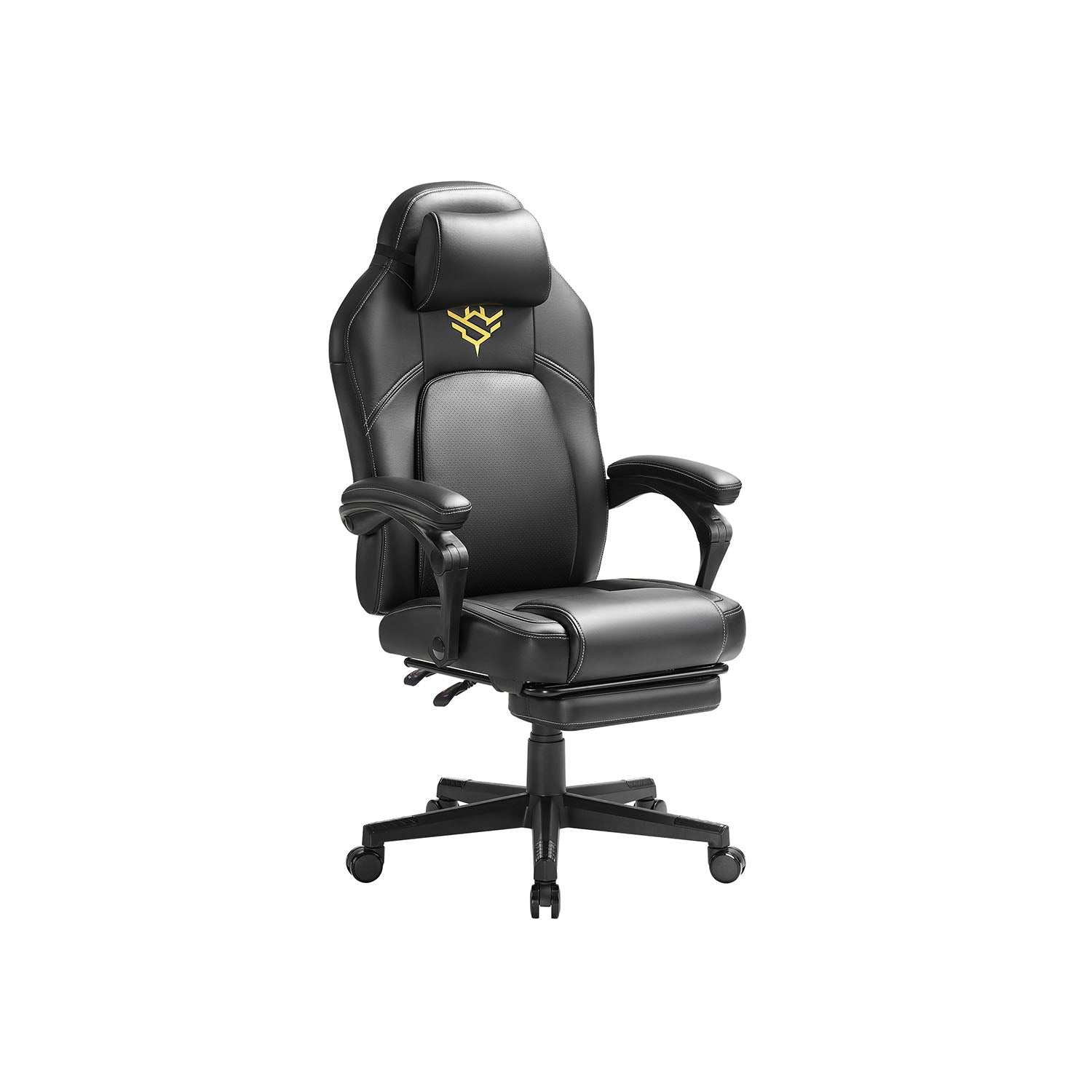 Gaming Chair – Cotton-Linen Fabric – Ink Black – Ergonomic Design with Footrest and Headrest