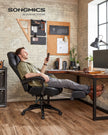 Racing Office Chair – Faux Leather – Black – Ergonomic Design with Footrest and Adjustable Headrest