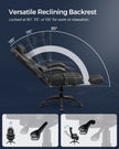 Racing Office Chair – Faux Leather – Black – Ergonomic Design with Footrest and Adjustable Headrest