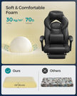Racing Office Chair – Faux Leather – Black – Ergonomic Design with Footrest and Adjustable Headrest