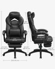 Racing Office Chair – Faux Leather – Black – Ergonomic Design with Footrest and Adjustable Headrest