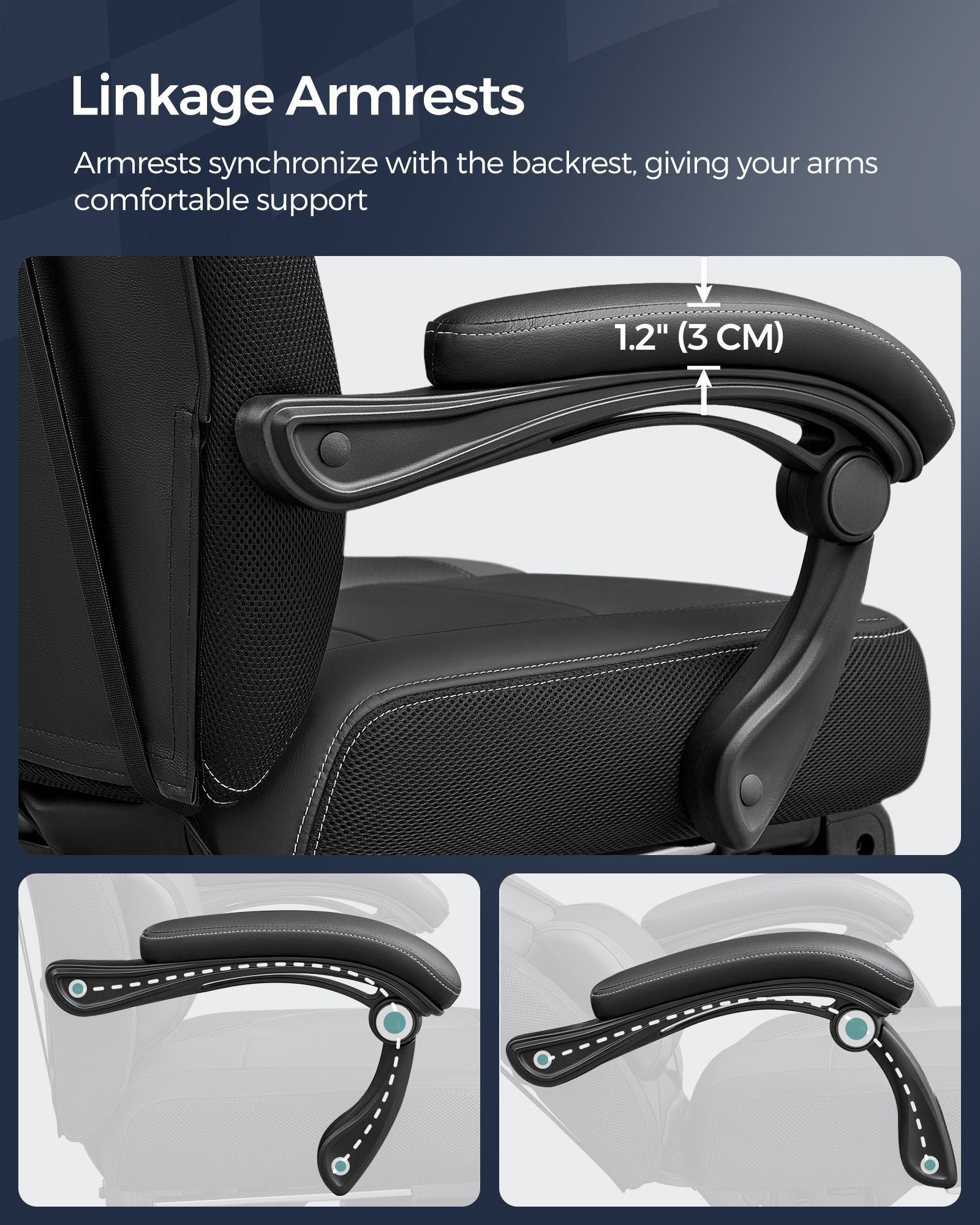 Racing Office Chair – Faux Leather – Black – Ergonomic Design with Footrest and Adjustable Headrest