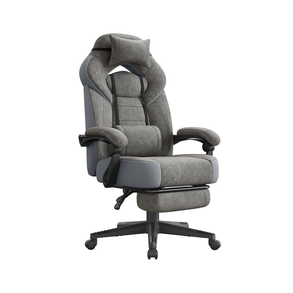 Gaming Chair – Faux Leather – Black and Blue – Ergonomic Design with Footrest and Adjustable Headrest
