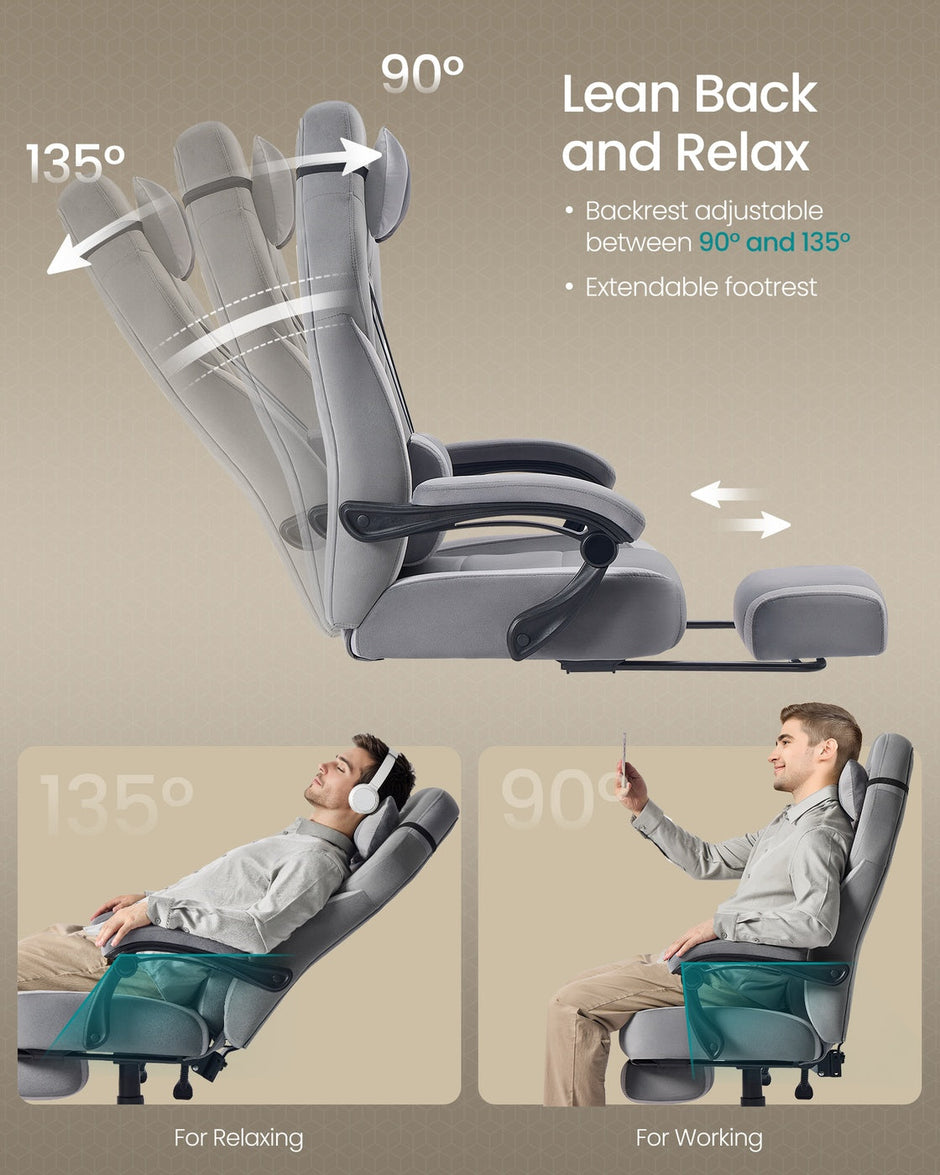 Gaming Chair – Fabric – Black and Blue – Ergonomic Design with Adjustable Headrest and Footrest