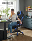 Gaming Chair – Fabric – Black and Red – Ergonomic Design with Adjustable Headrest and Footrest