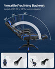 Gaming Chair – Faux Leather – Black and Blue – Ergonomic Design with Footrest and Adjustable Headrest