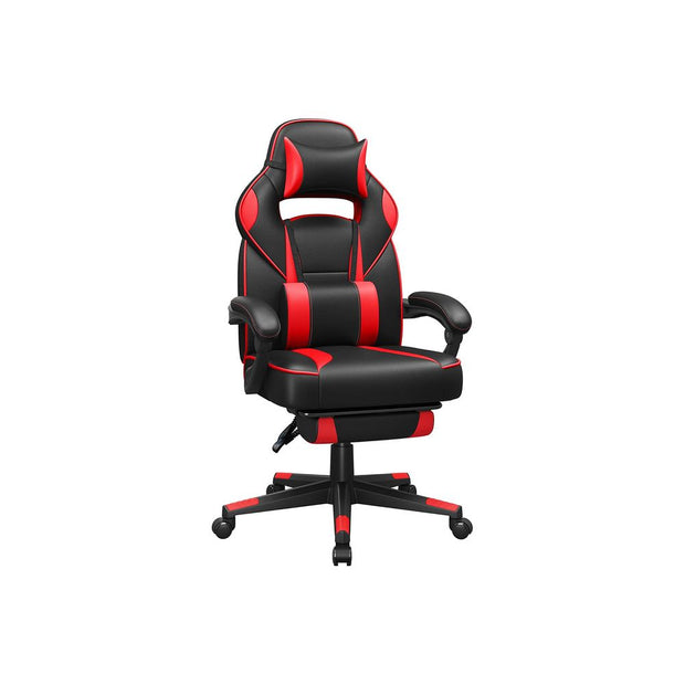 Gaming Chair – Fabric – Black and Red – Ergonomic Design with Adjustable Headrest and Footrest