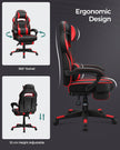 Gaming Chair – Faux Leather – Black and Red – Ergonomic Design with Adjustable Headrest and Lumbar Support