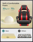 Gaming Chair – Faux Leather – Black and Red – Ergonomic Design with Adjustable Headrest and Lumbar Support