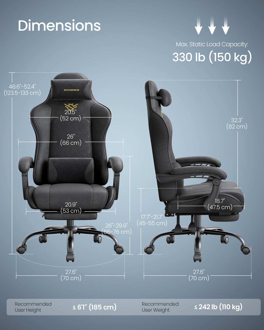 Ergonomic Office Computer Desk Chair - 27.6