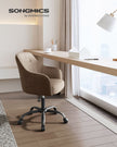 Height-Adjustable Office Chair – Linenette Fabric – Walnut Brown – Ergonomic Design