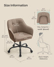 Height-Adjustable Office Chair – Linenette Fabric – Walnut Brown – Ergonomic Design