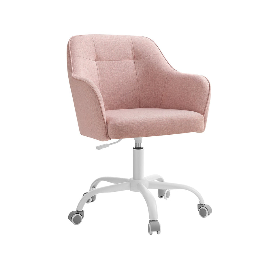 Height-Adjustable Office Chair – Linenette Fabric – Jelly Pink – Ergonomic Swivel Design, Max Load 120 kg
