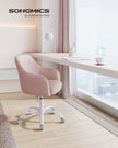 Height-Adjustable Office Chair – Linenette Fabric – Jelly Pink – Ergonomic Swivel Design, Max Load 120 kg