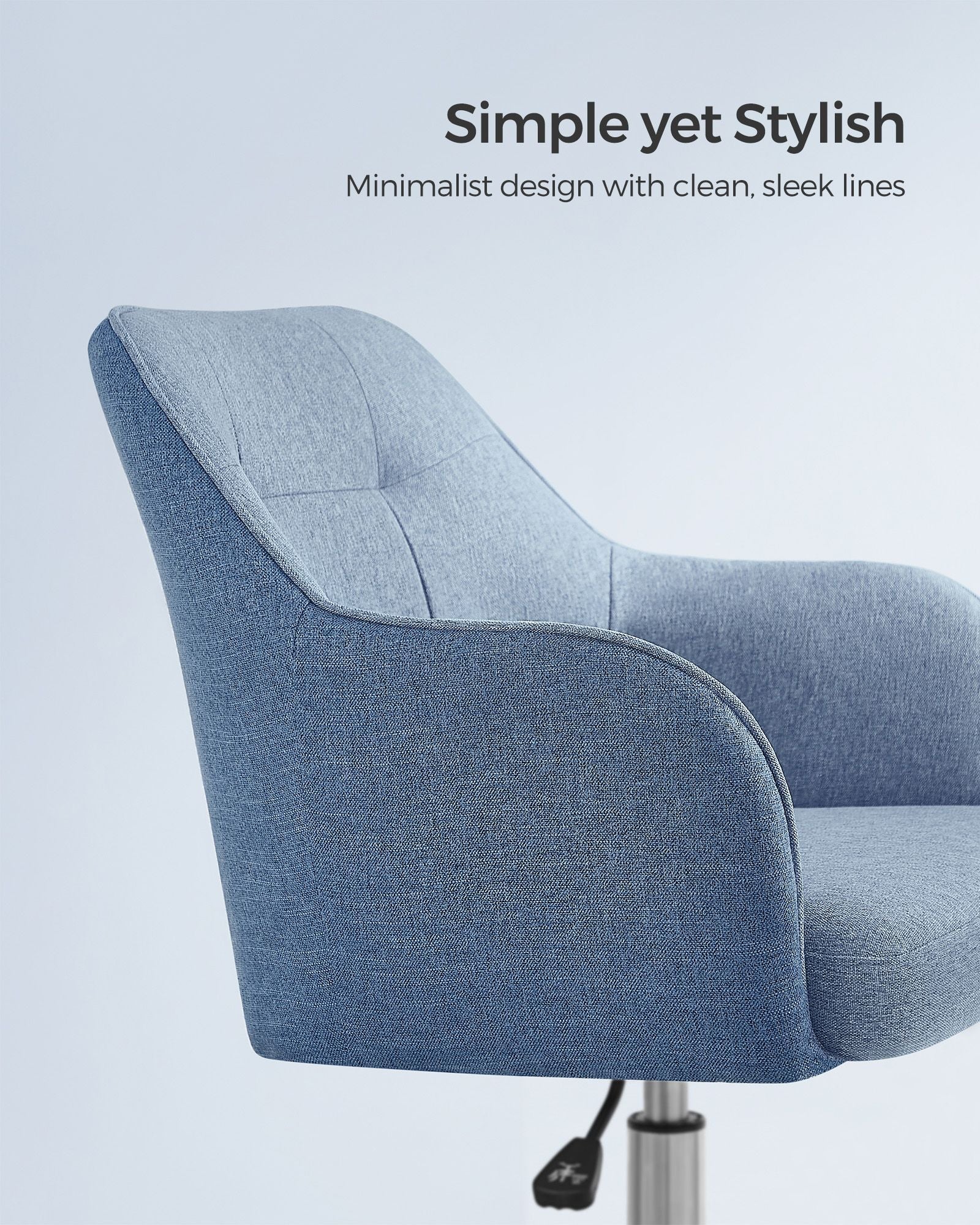 Height-Adjustable Office Chair – Steel Frame – Misty Blue – Ergonomic Design