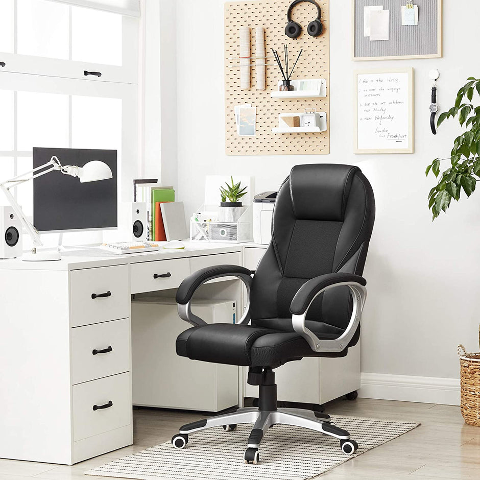 High Back Executive Office Chair – Durable Material – Black – Ergonomic Design, Height Adjustable