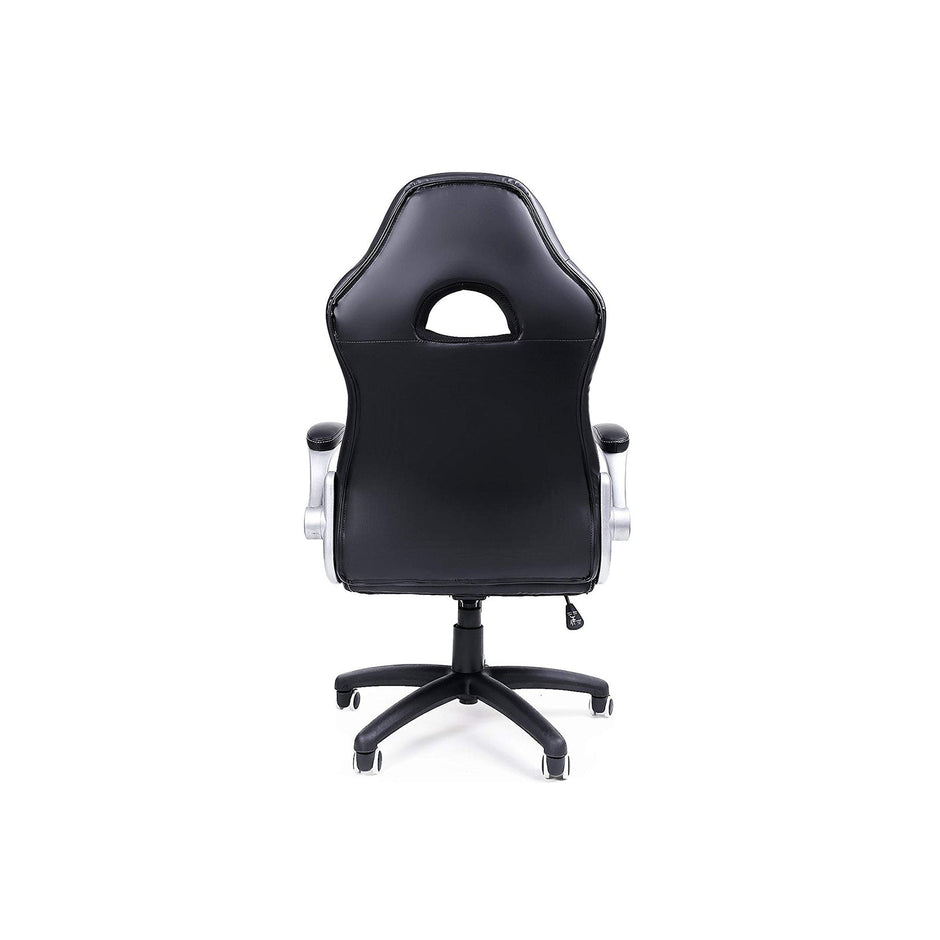 Office Swivel Chair – PU – Black Grey – High Back with Adjustable Armrest and Tilt Function