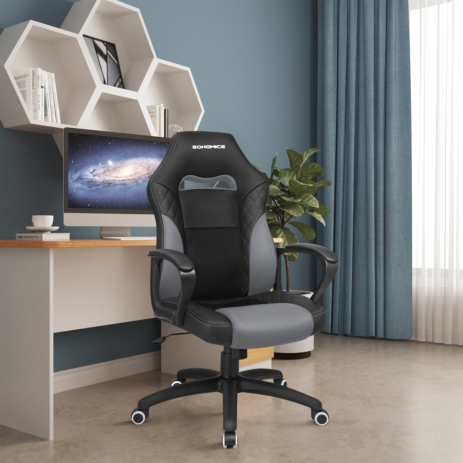 Racing Sport Office Chair – PU – Black-Grey – Tilt Function, Swivel Design
