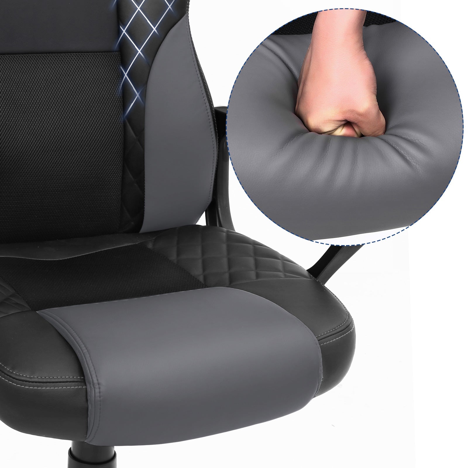 Racing Sport Office Chair – PU – Black-Grey – Tilt Function, Swivel Design