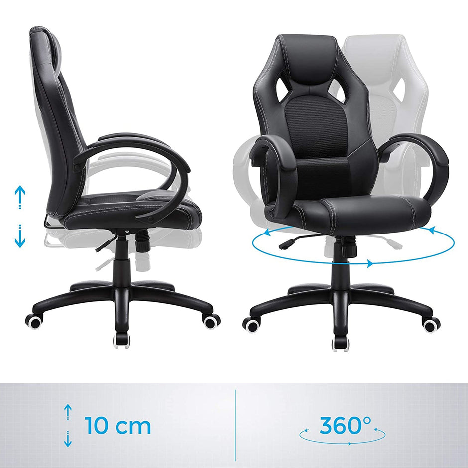 Swivel Computer Chair – PU – Blue – Racing Sport Design with Tilt Function