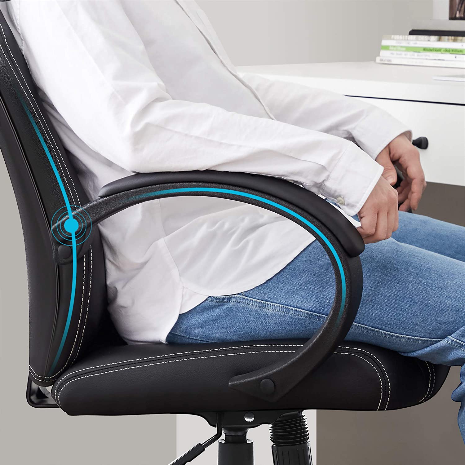 Swivel Computer Chair – PU – Blue – Racing Sport Design with Tilt Function