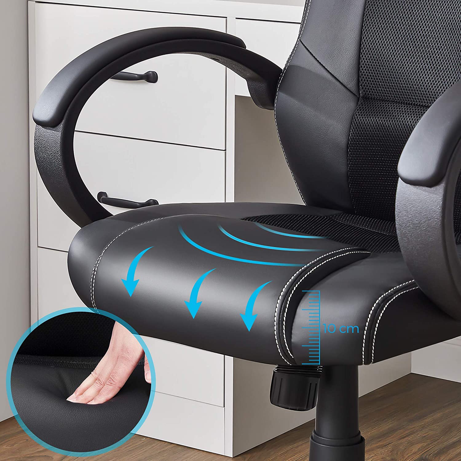 Swivel Computer Chair – PU – Blue – Racing Sport Design with Tilt Function