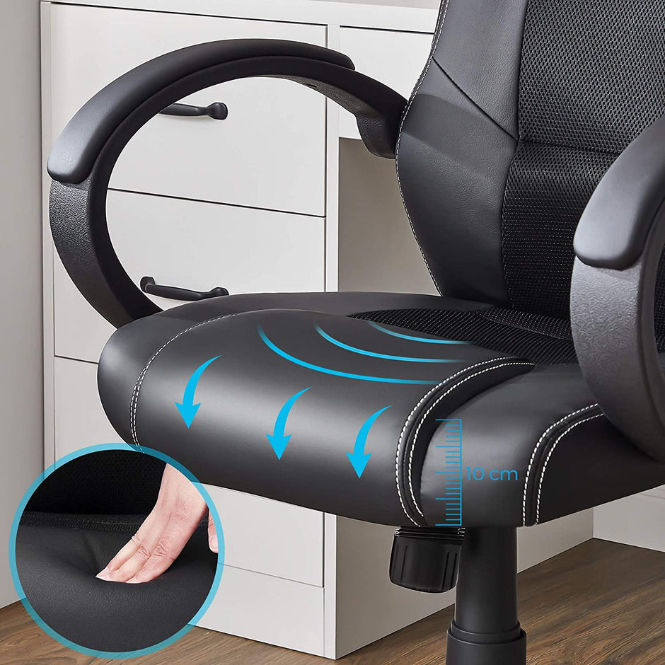 Swivel Computer Chair – PU – Blue – Racing Sport Design with Tilt Function