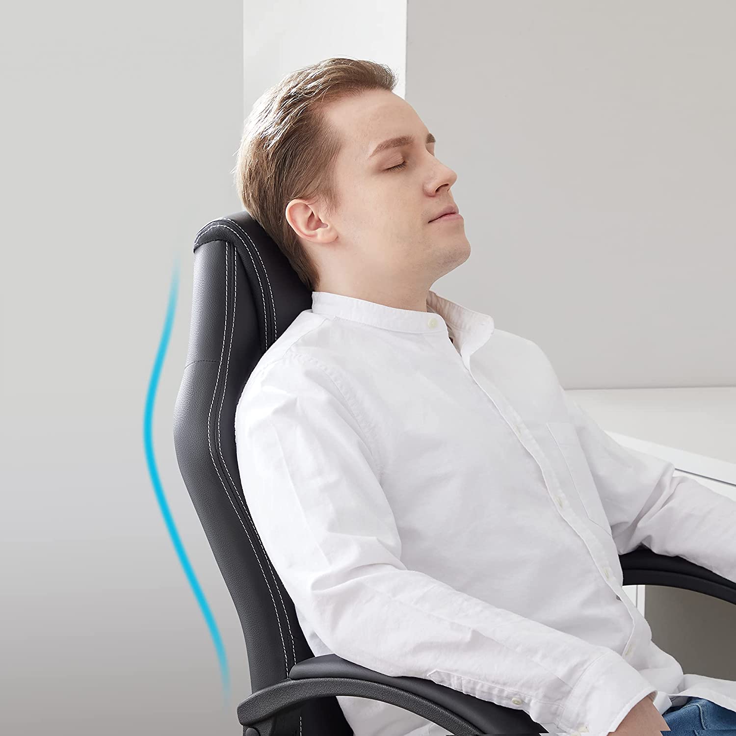 Swivel Computer Chair – PU – Blue – Racing Sport Design with Tilt Function