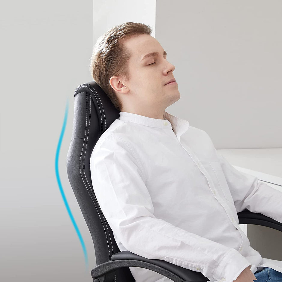 Swivel Computer Chair – PU – Blue – Racing Sport Design with Tilt Function