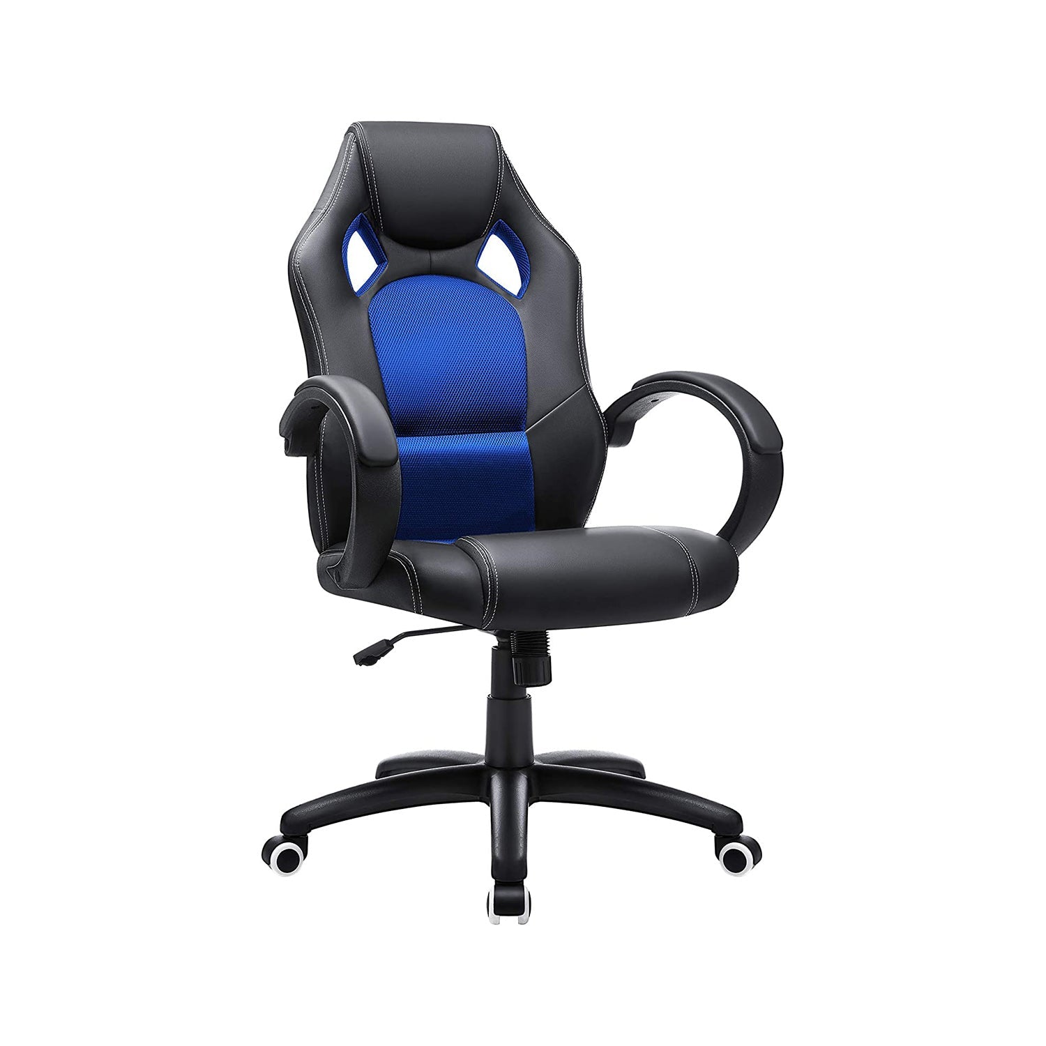 Height-Adjustable Computer Desk – Wood – Blue – Tilt Function