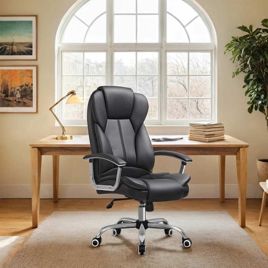 Executive Office Chair – PU – Black – High Back, Large Seat, Tilt Function