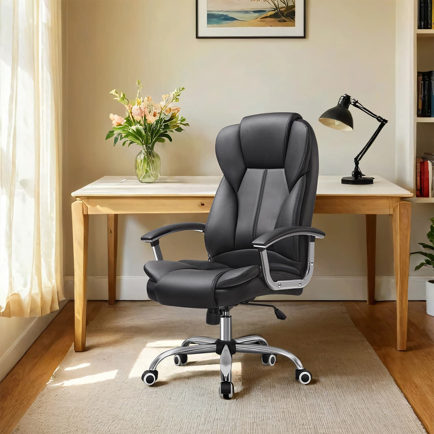 Executive Office Chair – PU – Black – High Back, Large Seat, Tilt Function